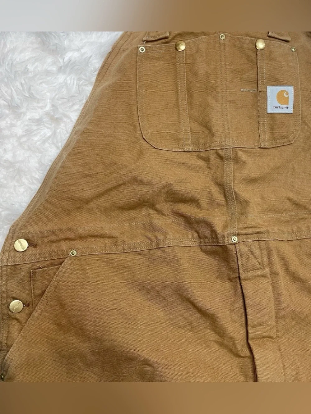 Vintage Carhartt Quilt Lined Bib Overalls Mens Sz 52x32 Brown Insulated Workwear